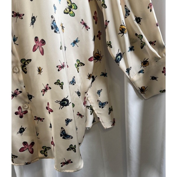ZARA Women's Cream Butterfly Insect Print Button Up Shirt Oversized M‎ 72-27 - Picture 13 of 16